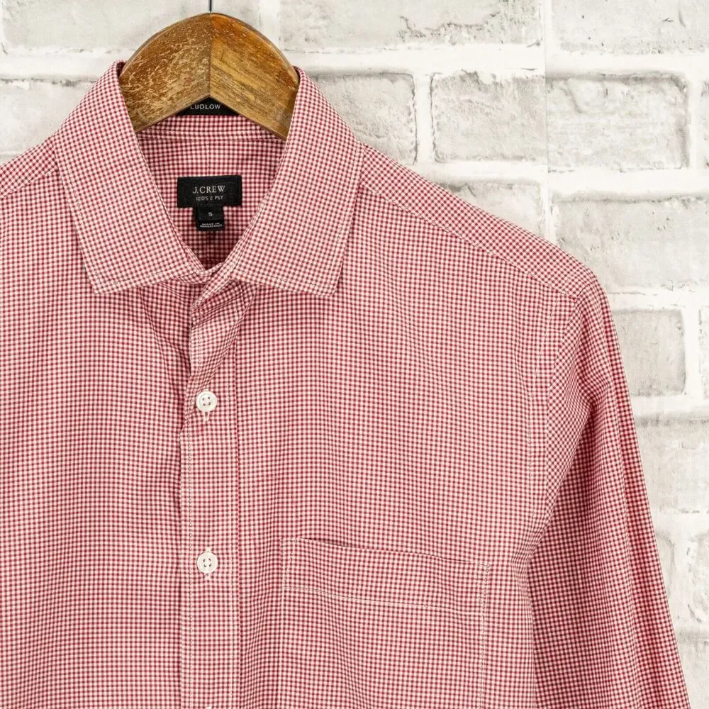 J.Crew Ludlow fit Button up Shirt Red mini Check 2-ply size Small